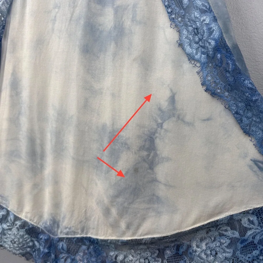Intimately Free People Slip Dress Womens XS Blue Tie Dye Lace Trim‎ Boho Mini